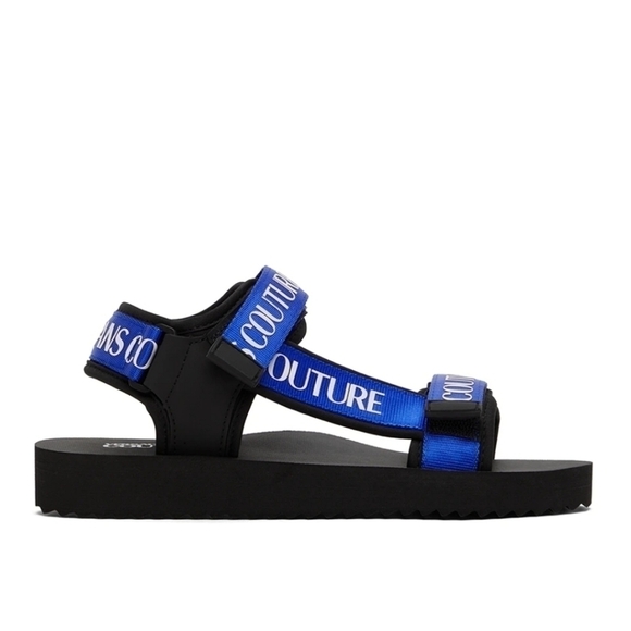 VERSACE BLUE AND BLACK LOGO SANDALS - Picture 3 of 4